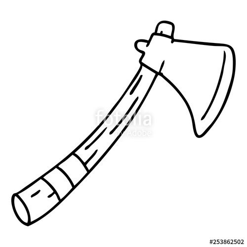 500x500 Line Drawing Doodle Of A Garden Axe Stock Image And Royalty Free