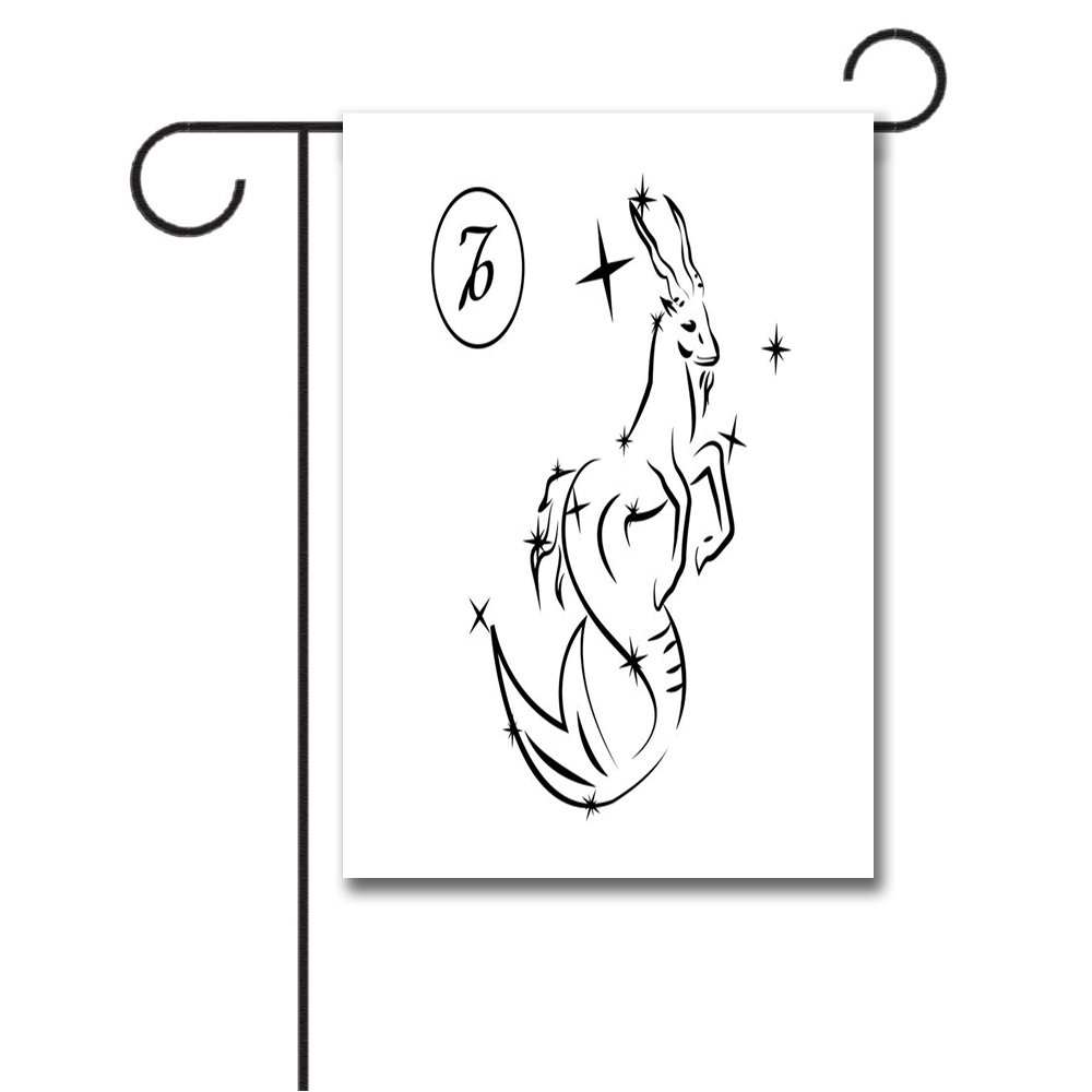 1000x1000 wondertify garden flags zodiac capricorn monochrome