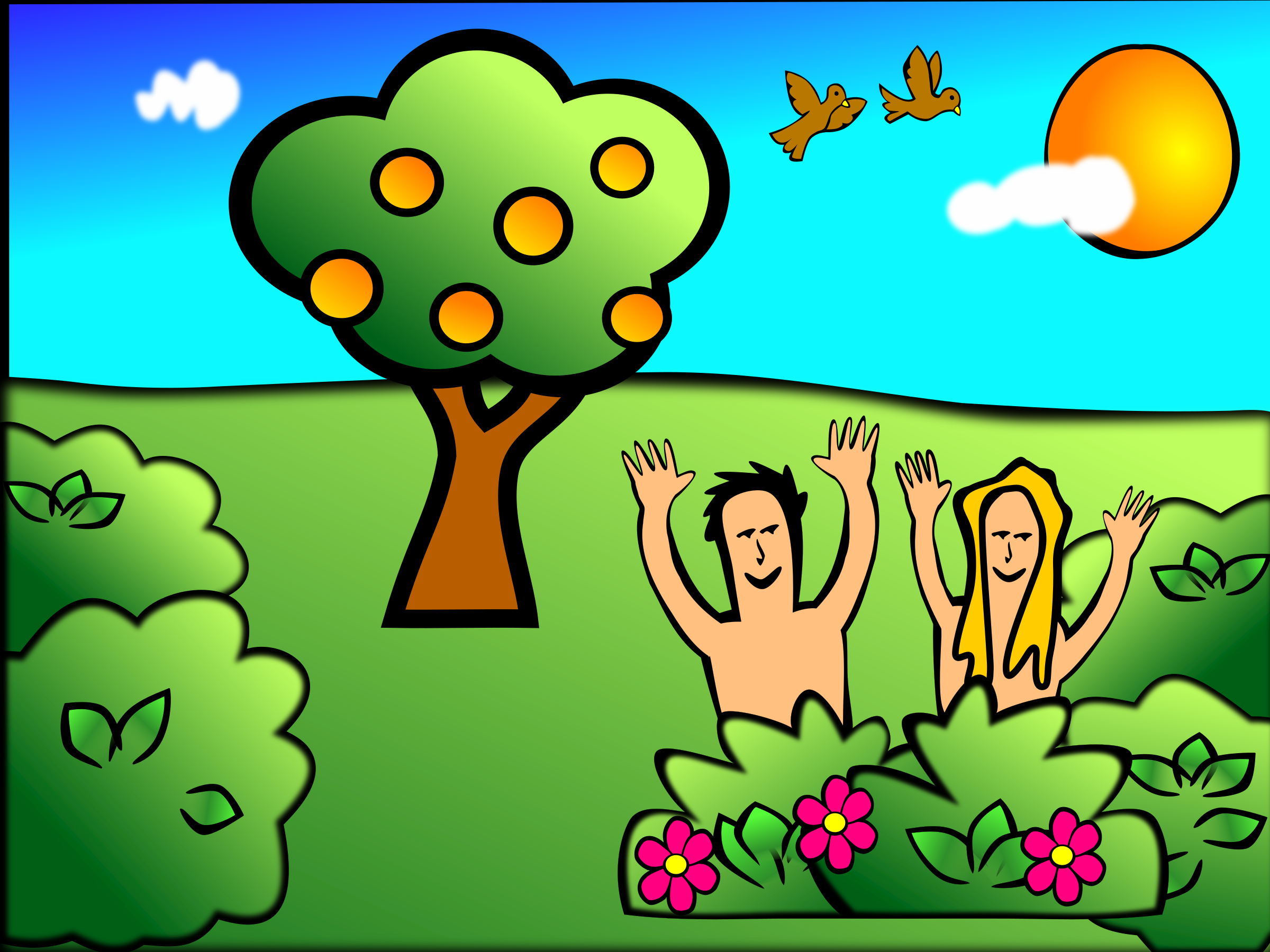 2400x1800 Happy Adam And Eve In Garden Of Eden Image