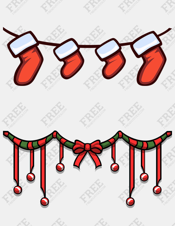 585x755 Free Vector Christmas Stockings And Garland