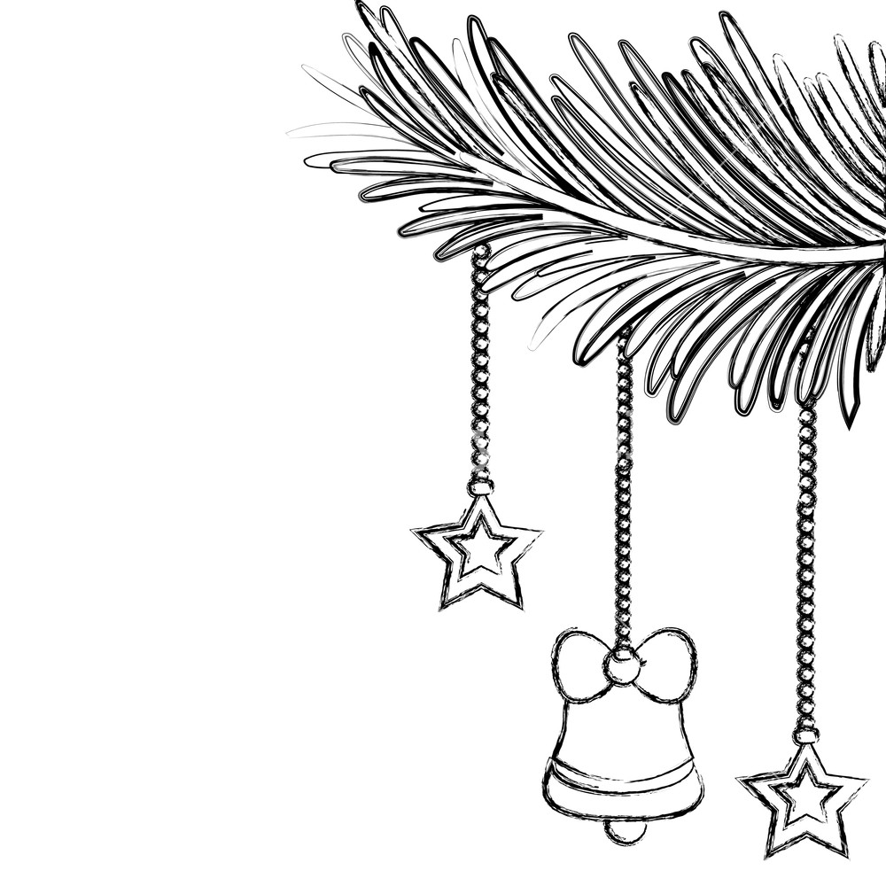 1000x1000 Figure Garland With Bell And Stars Hanging Decoration Vector