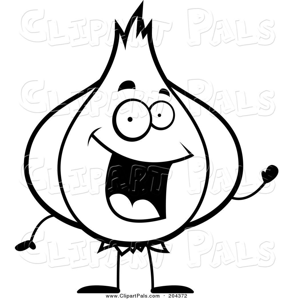 1024x1044 Pal Clipart Of A Black And White Garlic Character Waving