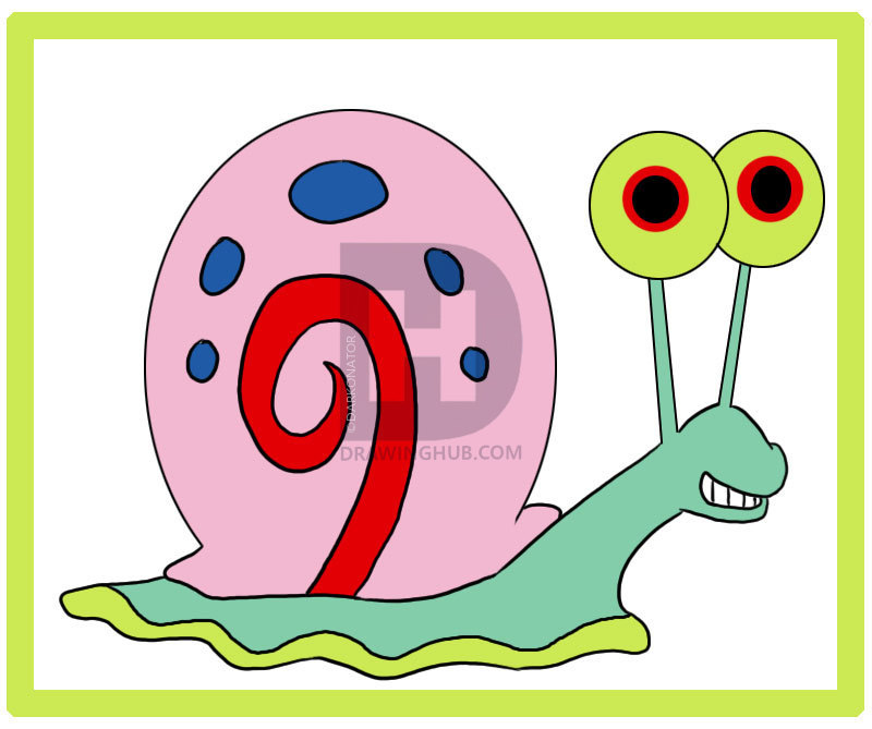 800x669 How To Draw Gary The Snail From Spongebob Squarepants, Step