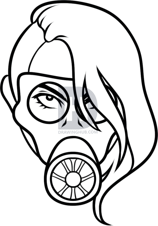 503x720 How To Draw A Gas Mask Tattoo, Step