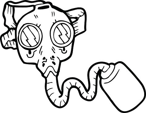 472x365 Line Drawing Cartoon Gas Mask Premium Clipart