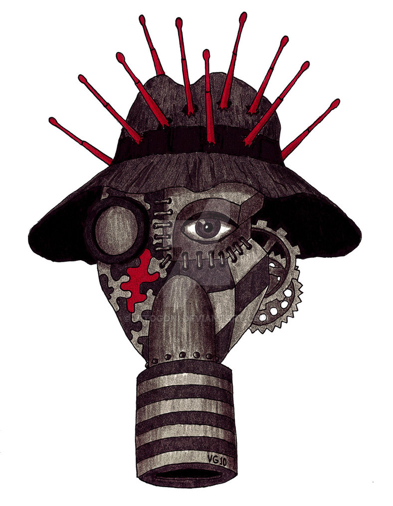 788x1013 Man In A Gas Mask Surreal Pen Ink Drawing