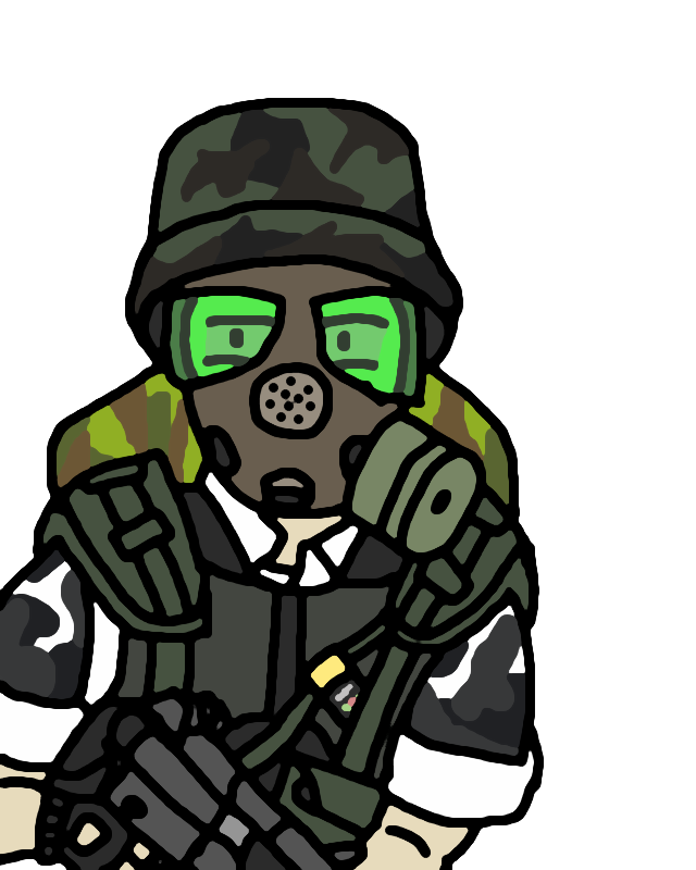 soldier with gas mask drawing