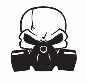300x287 Skull And Gas Mask Vinyl Die Cut Car Decal Sticker
