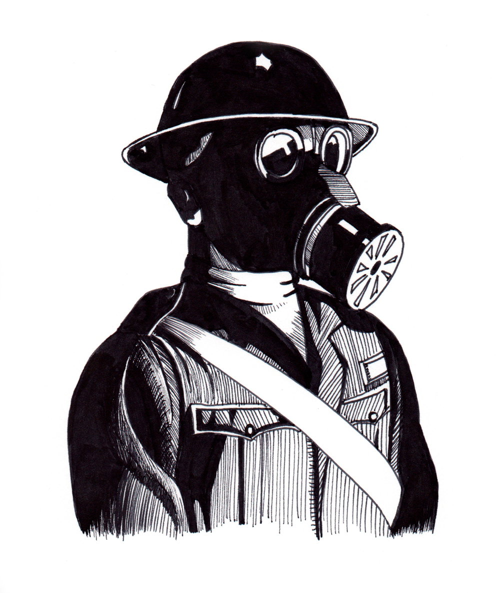 1000x1186 Soldier Drawing Gas Mask For Free Download