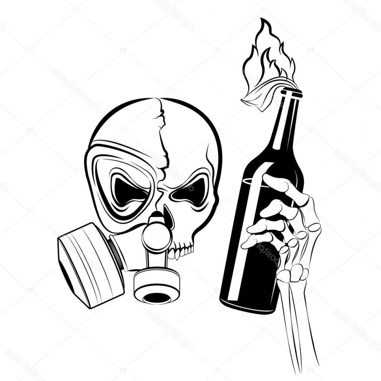 1228x1228 Stock Illustration Vector Skull In Gas Mask Shopatcloth