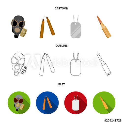 500x500 Gas Mask, Nunchak, Ammunition, Soldier's Token Weapons Set