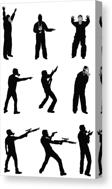 441x740 Man Wearing Gas Mask Standing In Various Poses Canvas Print