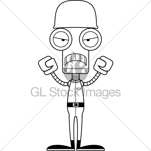 500x500 Cartoon Angry Soldier Robot Gl Stock Images