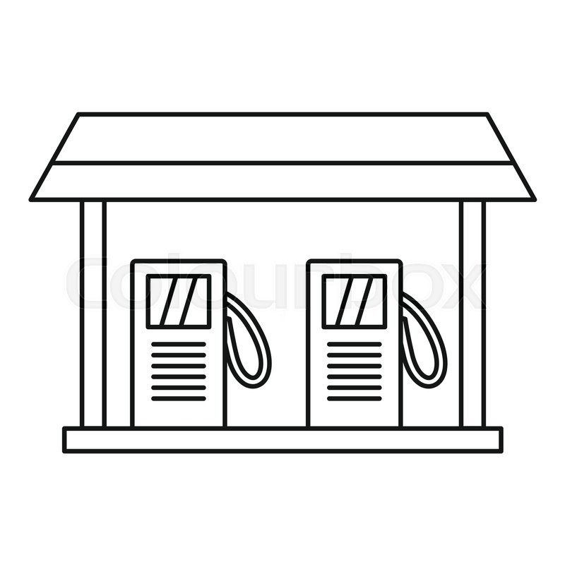 800x800 Gas Station Icon Outline Illustration Stock Vector Colourbox