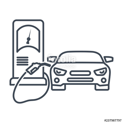 500x500 thin line icon pumping gasoline fuel in car