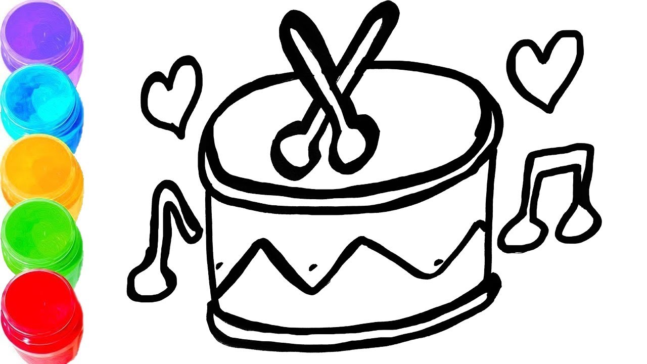 1280x720 Drum And Gavel Coloring And Drawing For Kids, Toddlers