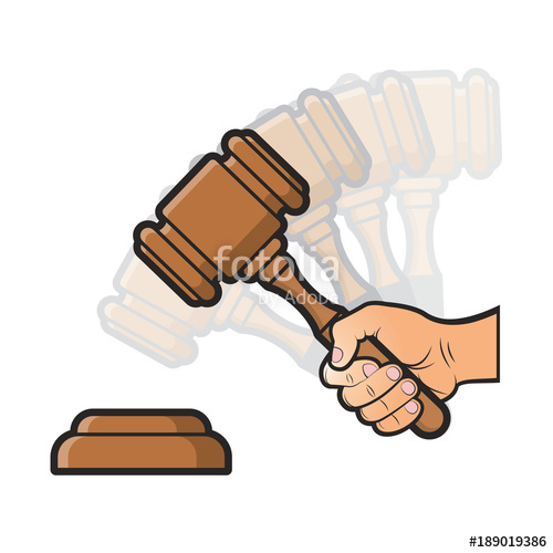 500x500 Hand Holding Gavel Or Auction Hammer Vector Drawing Stock Image