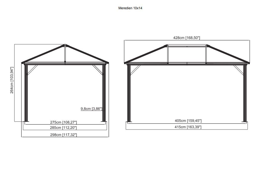 1055x692 Meridien Hard Top Gazebosun Shelter With Mosquito Screen