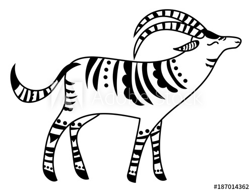 500x381 vector illustration of a stylized antelope gazelle with indian