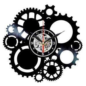300x300 Gear Clock Vinyl Record Wall Art Home Room Steampunk Decor Xmas