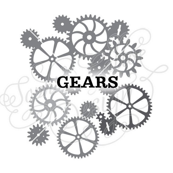 570x570 gears cogs steampunk dxf digital download vector etsy