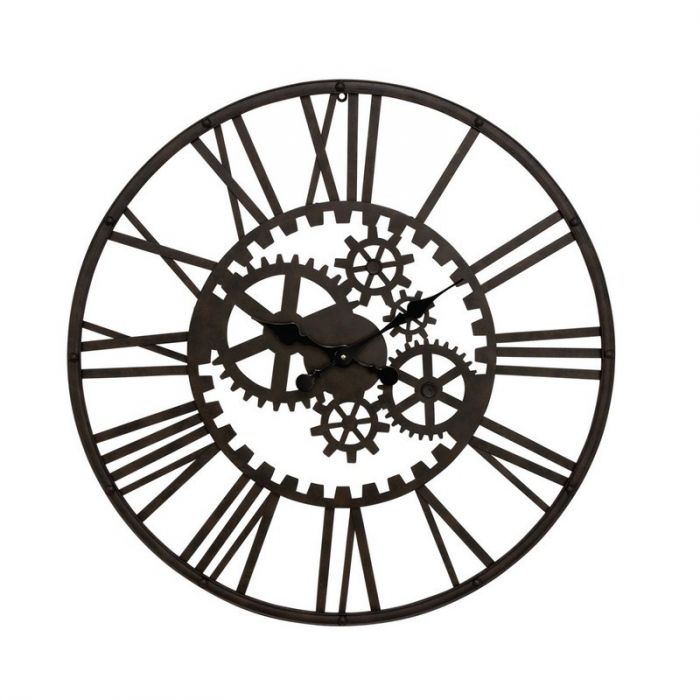 700x700 Uma Metal Black Gear Wall Clock