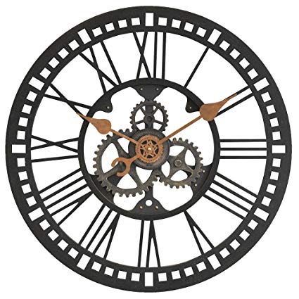 425x425 In Round Roman Gear Wall Clock Home Kitchen