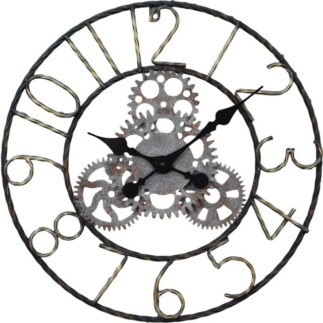 640x640 Antique Modern Retro Wall Clock Metal Gear Clocks Mechanical