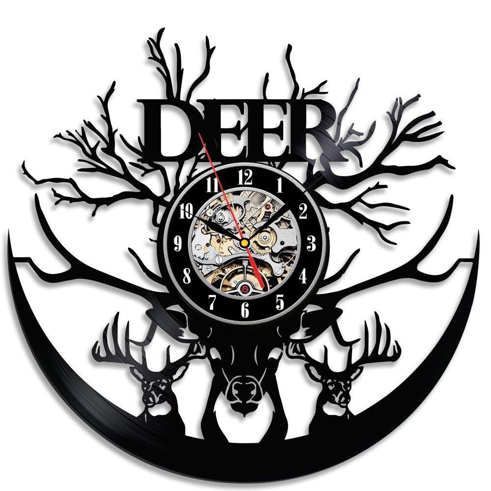 1000x1000 Beautiful Deer Theme Vinyl Clock Gear Stop Shop