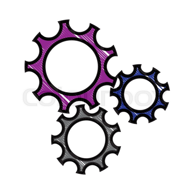 800x800 Drawing Gear Teamwork Wheel Mechanism Stock Vector Colourbox