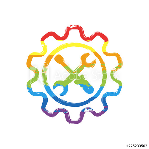 500x500 Wrench And Screwdriver In Gear Drawing Sign With Lgbt Style