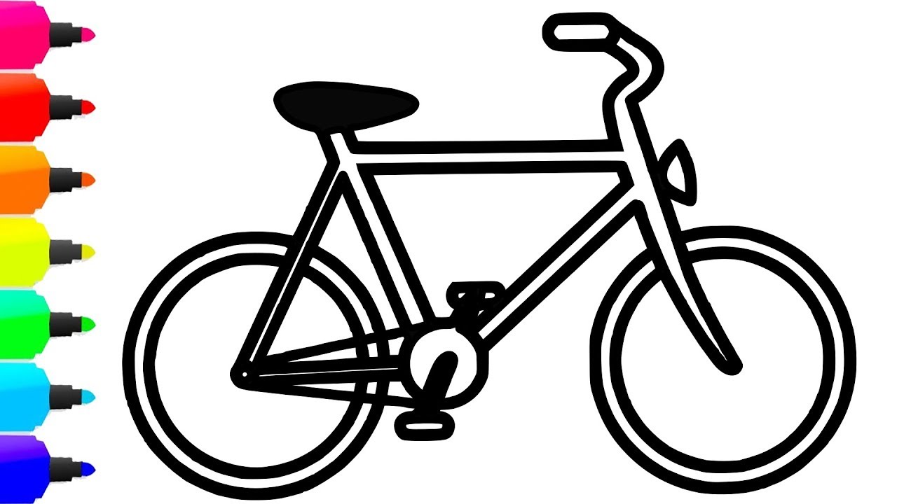 1280x720 Cycle Coloring Drawing For Kids