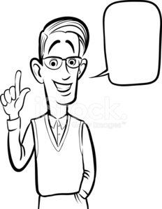232x300 Whiteboard Drawing Standing Smiling Geek Guy Stock Vectors