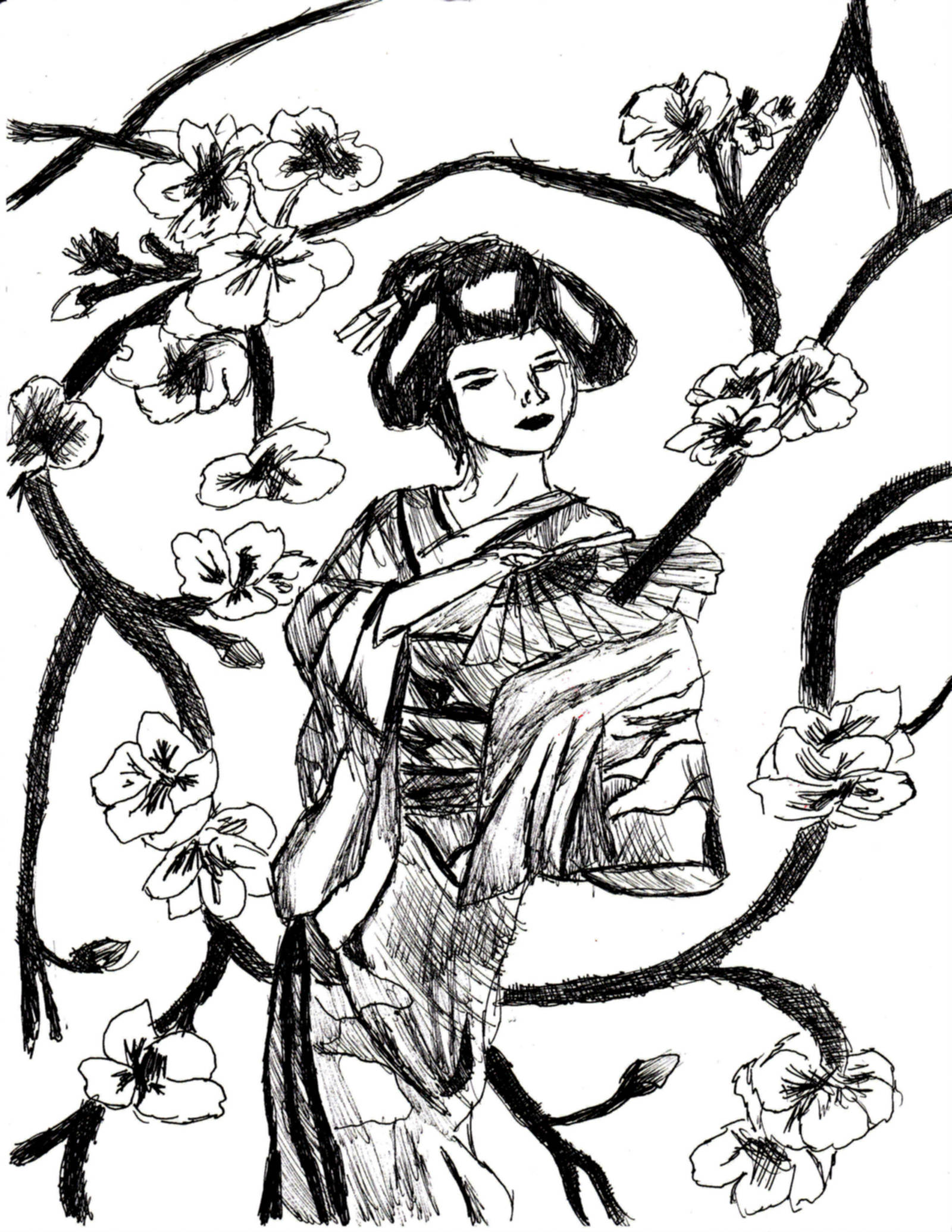 1600x2071 Geisha Drawing