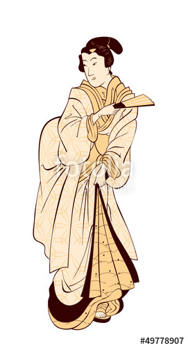 271x500 Vintage Japanese Geisha In Beautiful Kimono Dress Stock Image