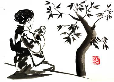 375x269 Geisha And Tree Drawing