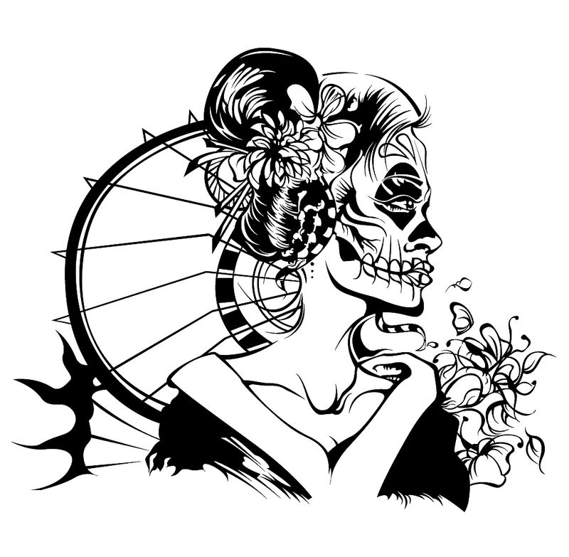 800x783 Geisha Drawing Skeleton For Free Download
