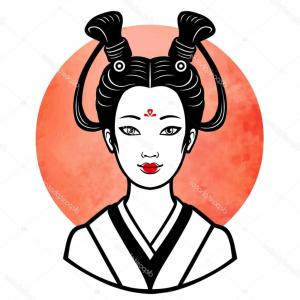 300x300 geisha drawing illustration vector japanese geisha soidergi