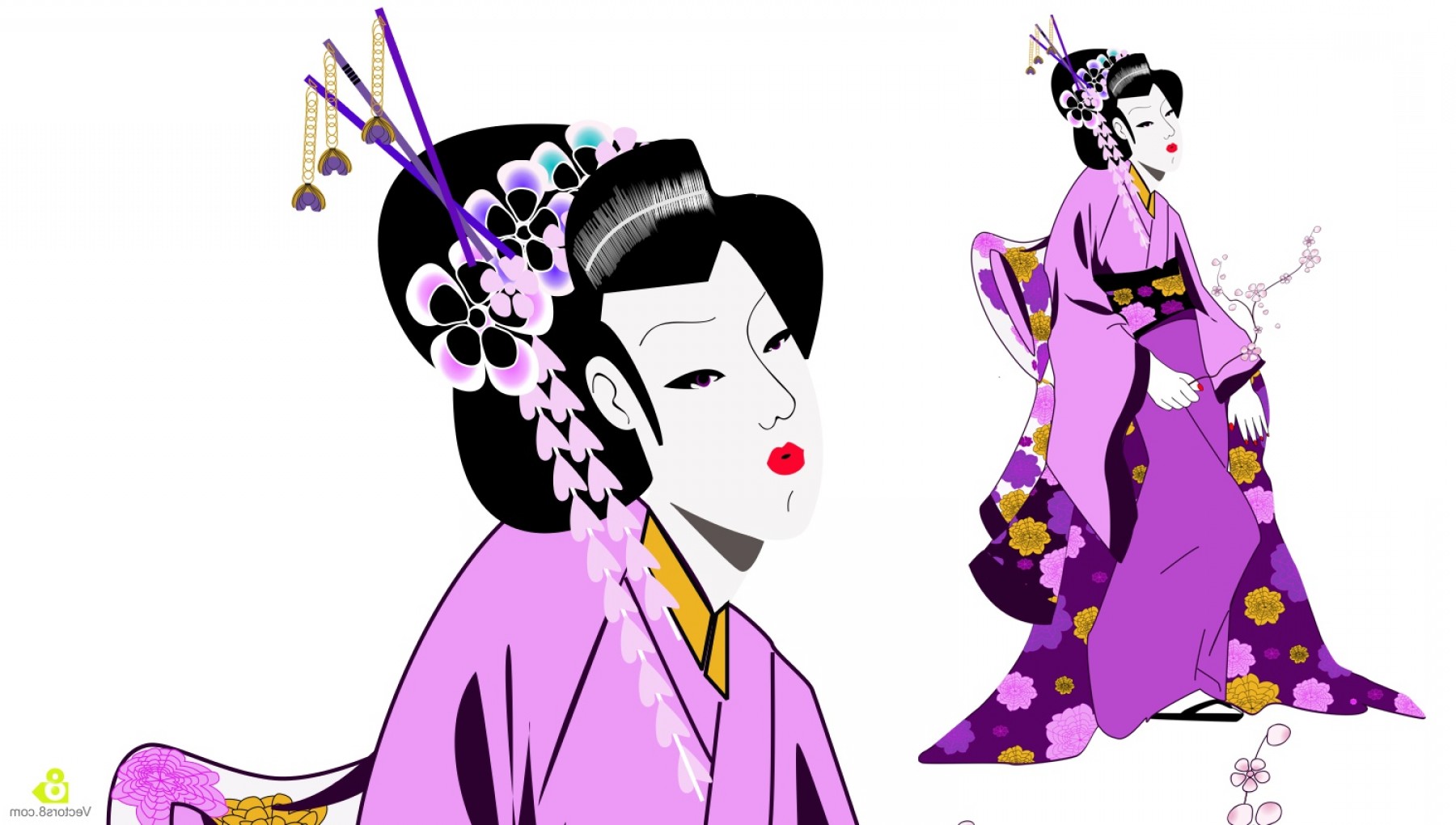 1800x1020 Geisha Girl Vector Soidergi