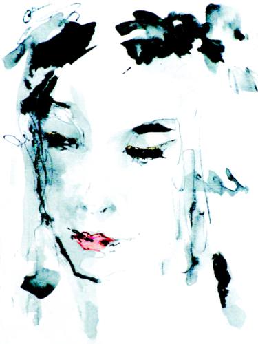 375x500 Geisha In Blue Printmaking