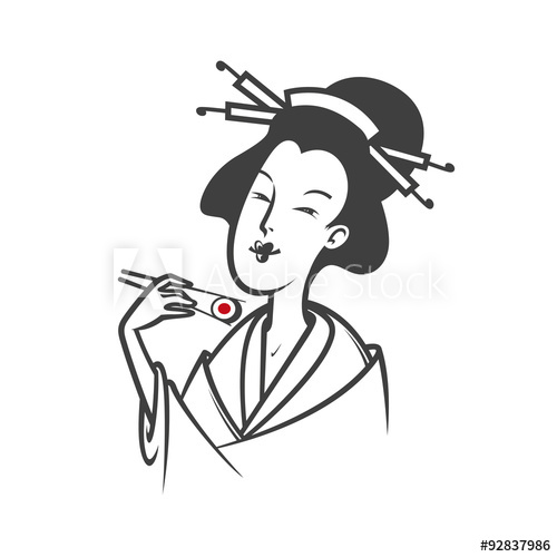 500x500 Japanese Woman Eating Sushi