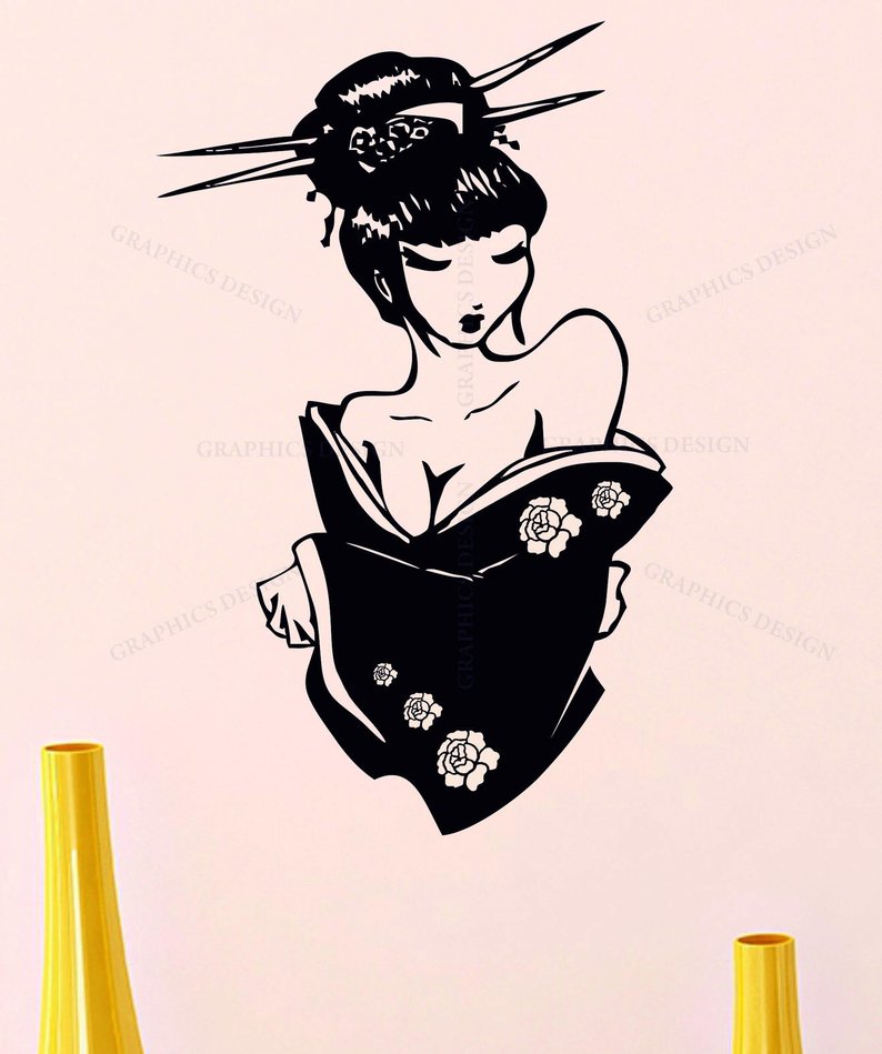 794x949 Geisha Oriental Girl Japan Manga Japanese Decor Anime Vinyl Etsy