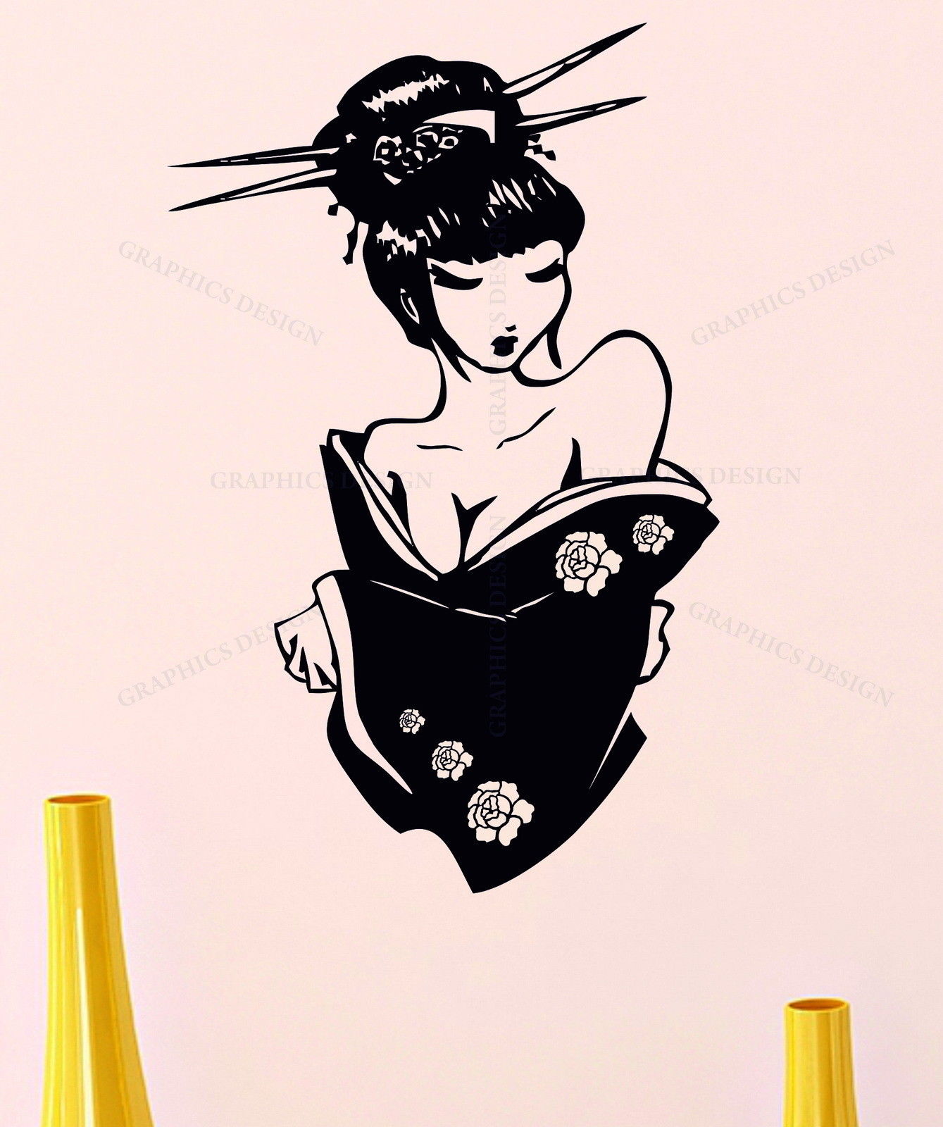 1339x1600 Geisha Oriental Girl Japan Manga Japanese Decor Anime Vinyl Wall