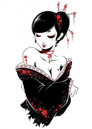 357x500 Tat Art, Geisha Drawing, Asian Artwork