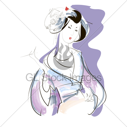 500x500 Sketch Of A Girl Dressed As A Geisha Gl Stock Images