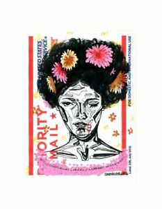 233x300 Black Girl Flower Portrait Street Art Graffiti Sticker Drawing
