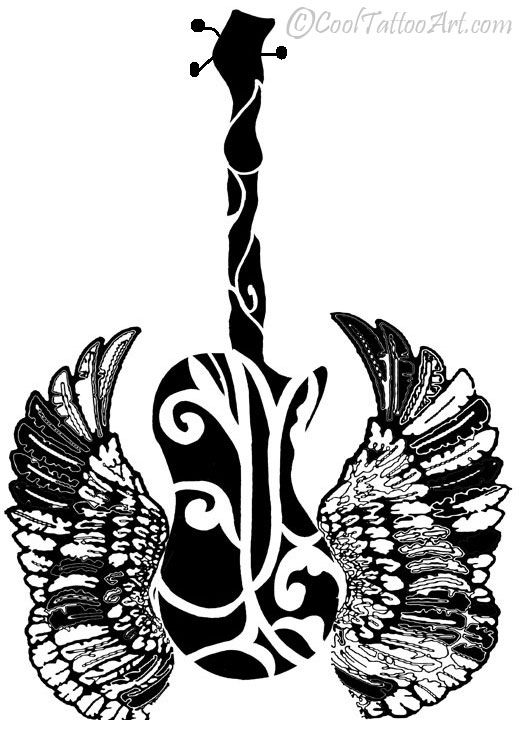 523x739 Free Guitar Tattoos Art Designs Cooltattooarts