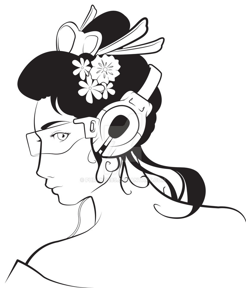827x967 Geisha Tattoo Design
