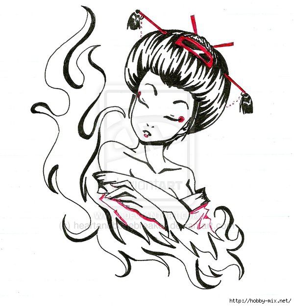 600x625 Gueixa Pin Up Gejsha Geisha Tattoo Design, Geisha, Geisha Art