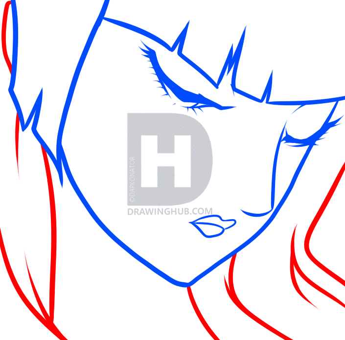 705x695 How To Draw A Dark Geisha, Step